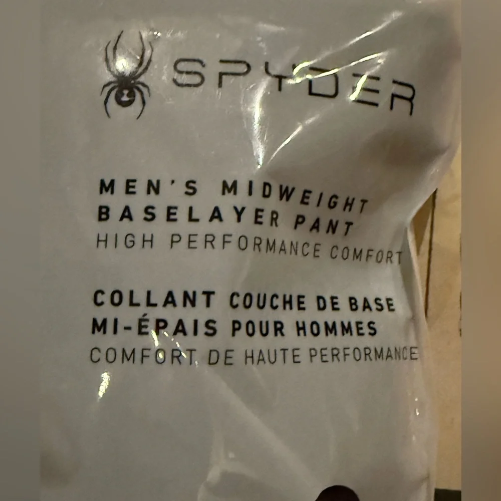 SPYDER men’s Black MIDWEIGHT BASE LAYER PANT